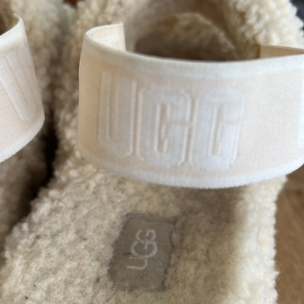 Ugg Oh Fluffita Cream Platform Back Strap Slide Shoes - Picture 11 of 15
